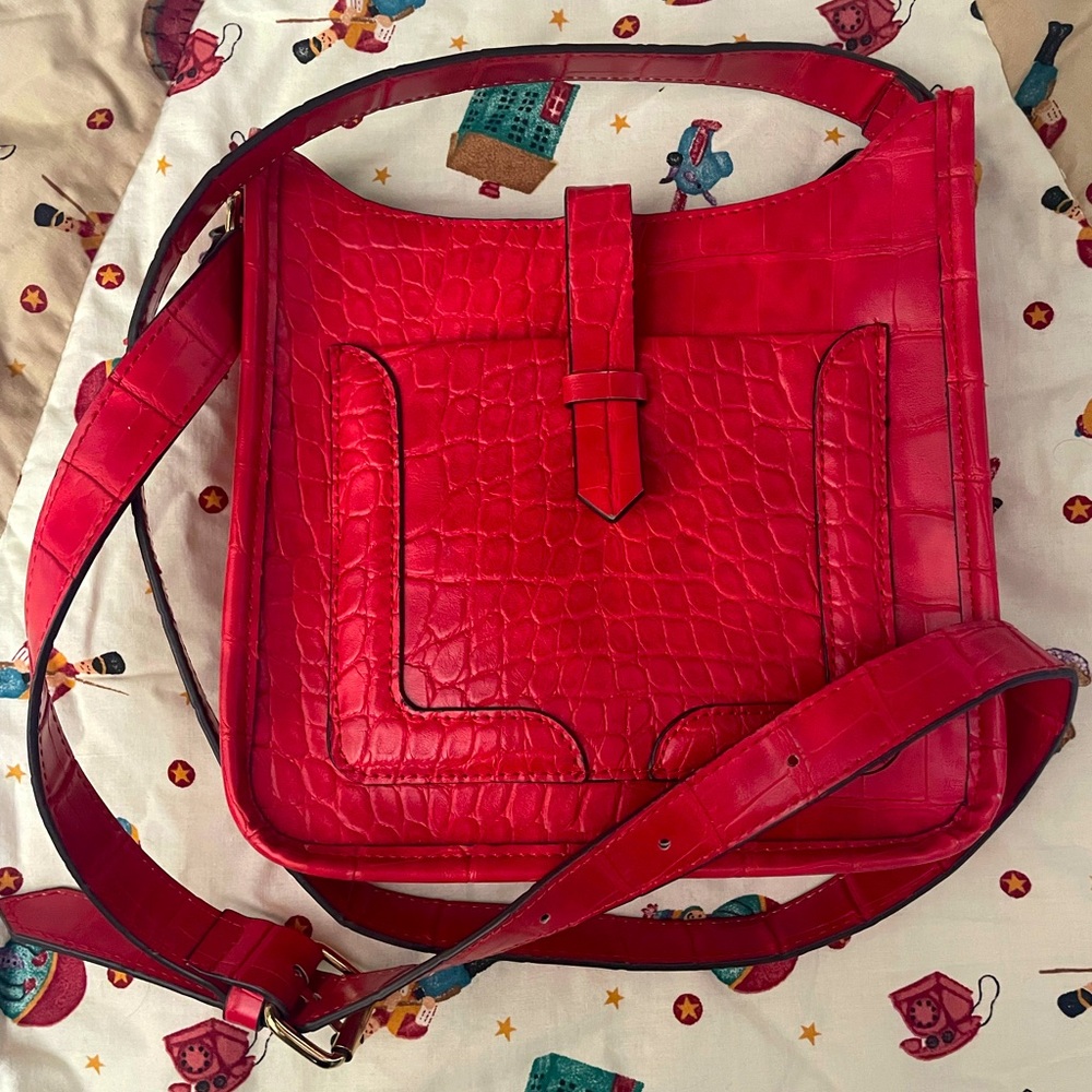 KATE LANDRY Red Leather Crossbody Purse